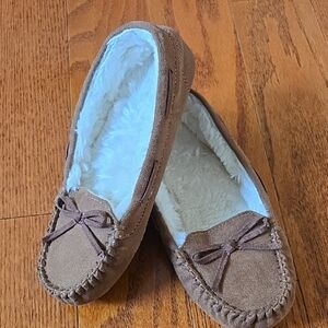 Kid's Brown Moccasin Slippers